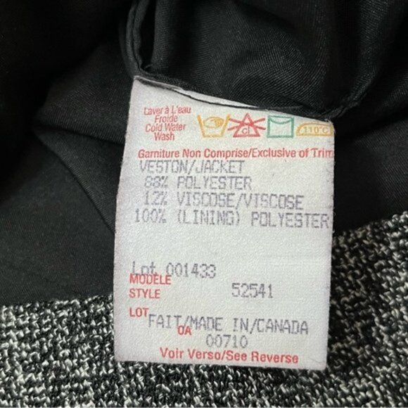 Joseph Ribkoff Grey Black Ruffle Blazer Women Size 14 - Picture 4 of 9